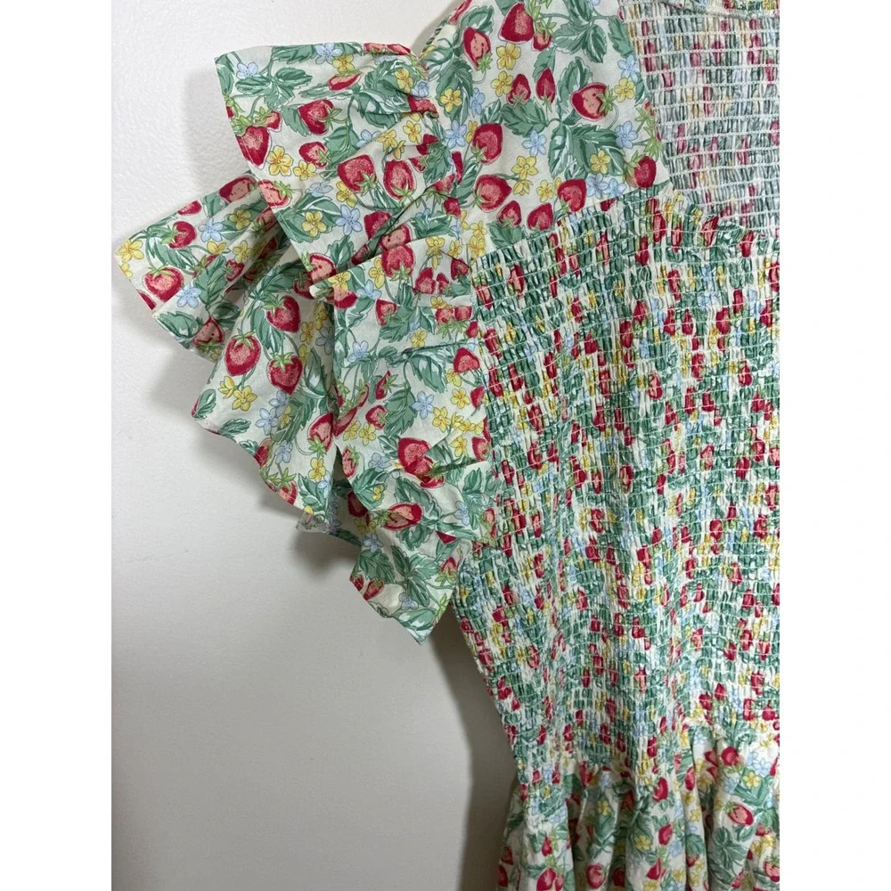 Ivy City Co Strawberry Smocked Ruffle Maxi Dress Size 3X Garden Party Cottage - Picture 4 of 11